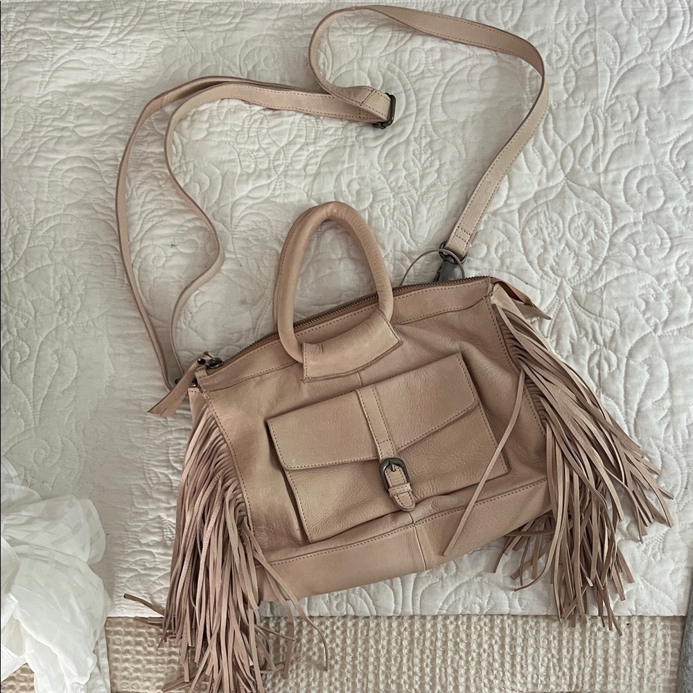 latico Blush Tan Leather Fringe Satchel Crossbody